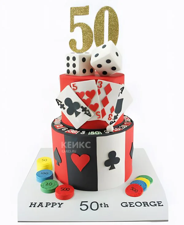 Торт покер на юбилей с цифрой Торт покер на юбилей с цифрой Фото