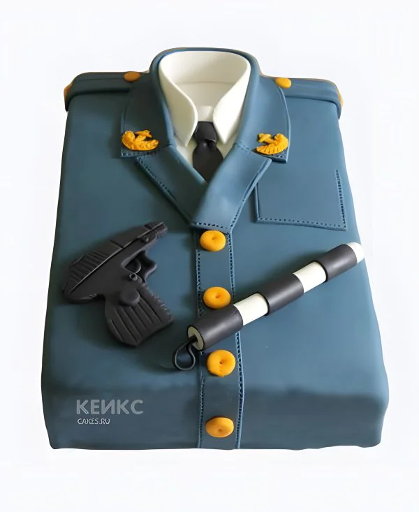 Торт в виде полицейской формы с пистолетом из мастики Торт в виде полицейской формы с пистолетом из мастики Фото