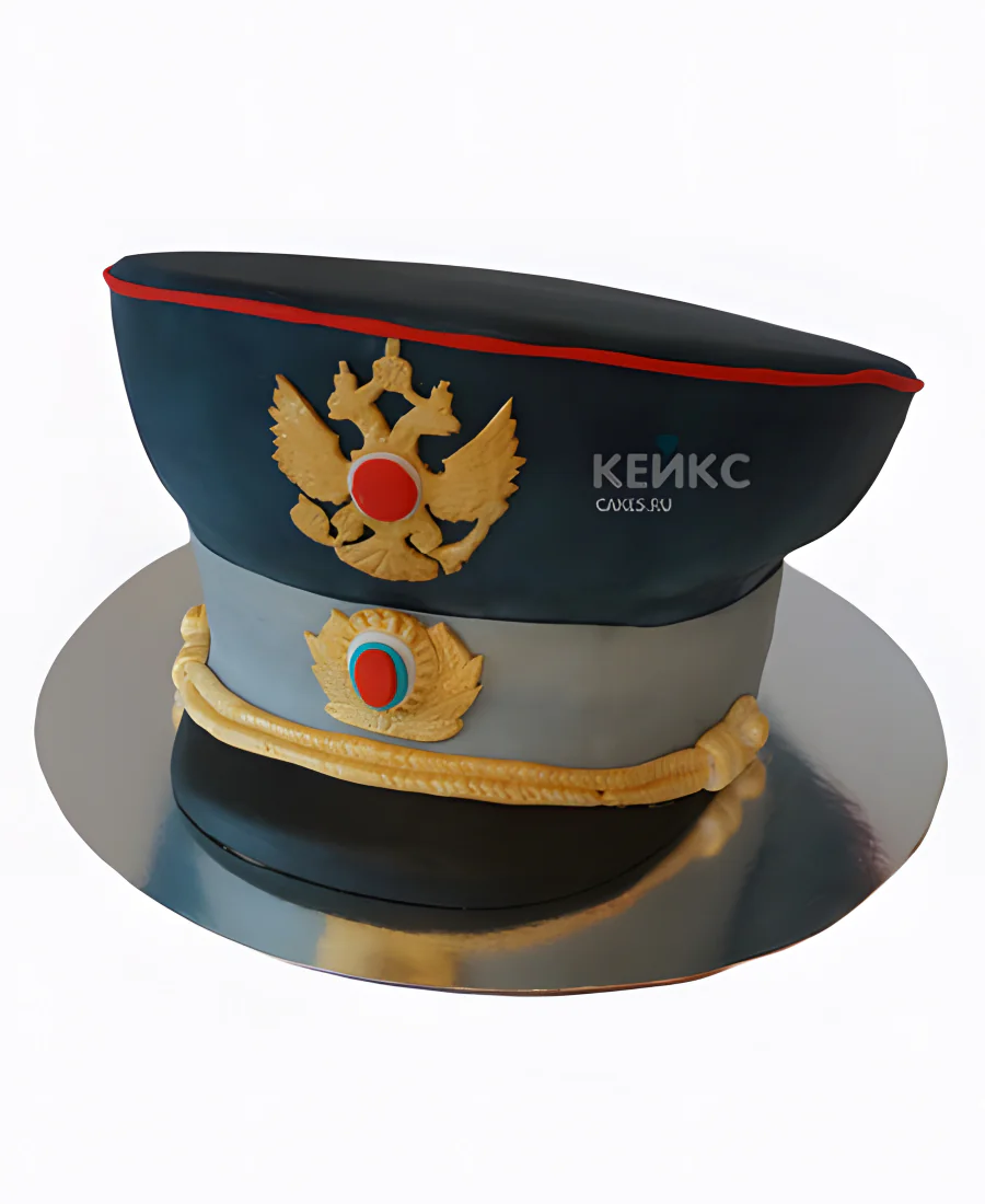 Торт в виде полицейской фуражки с гербом Торт в виде полицейской фуражки с гербом Фото