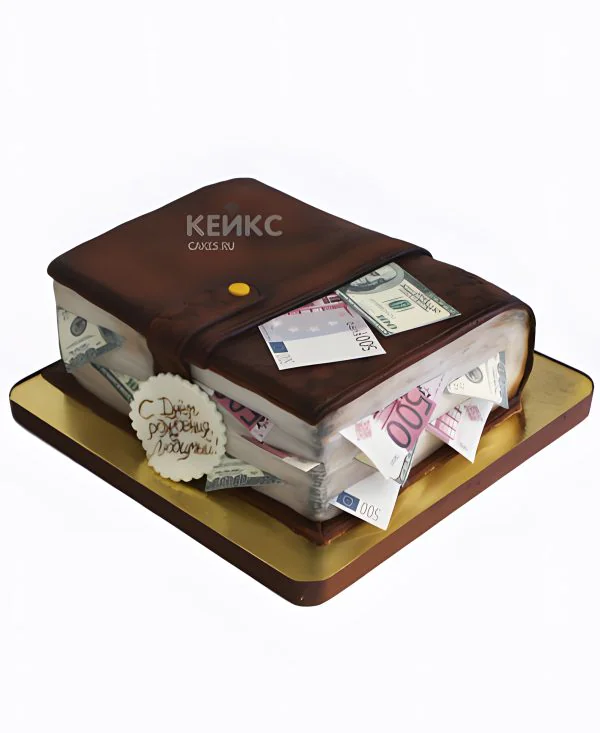 Торт в виде портмоне из мастики Фото