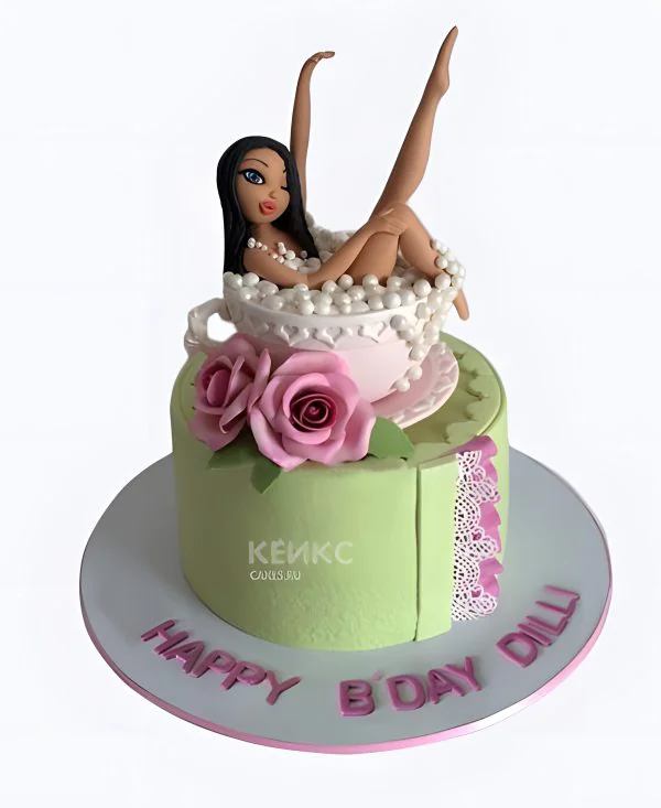 Нежно-зеленый торт прикольный Нежно-зеленый торт прикольный Фото