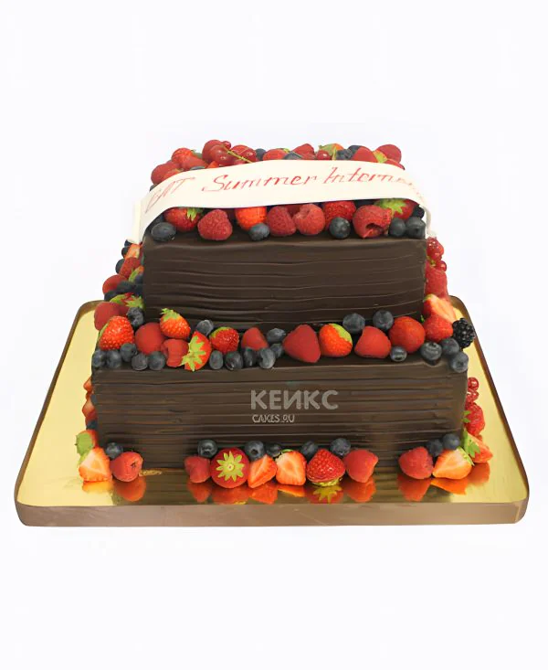 Шоколадный торт с клубникой и голубикой Шоколадный торт с клубникой и голубикой Фото