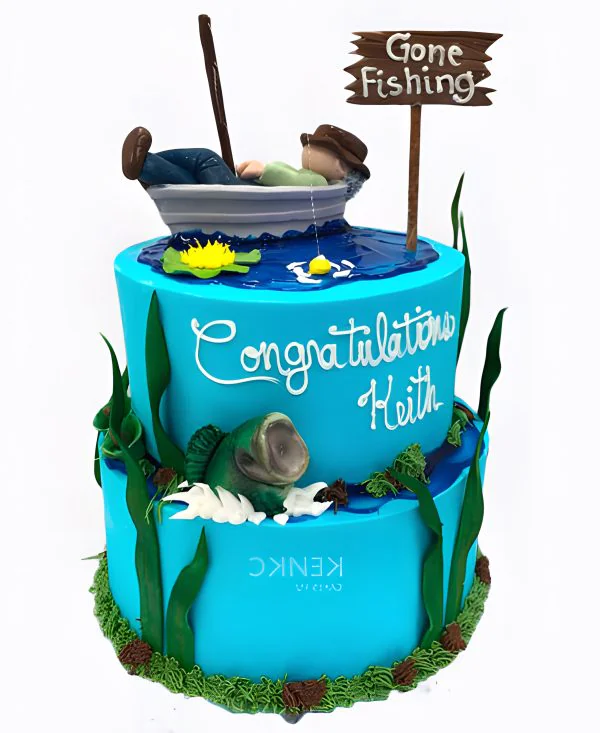 Прикольный торт рыбаку Фото