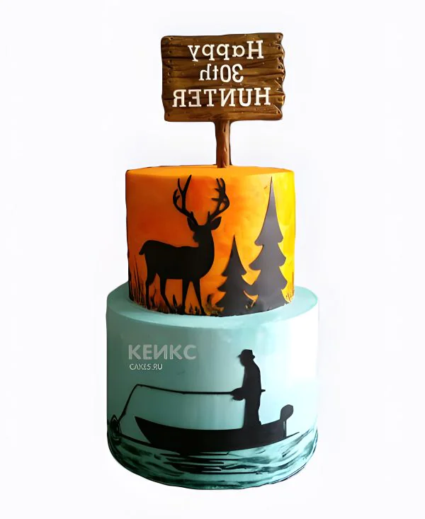 Торт рыбалка и охота без мастики Фото