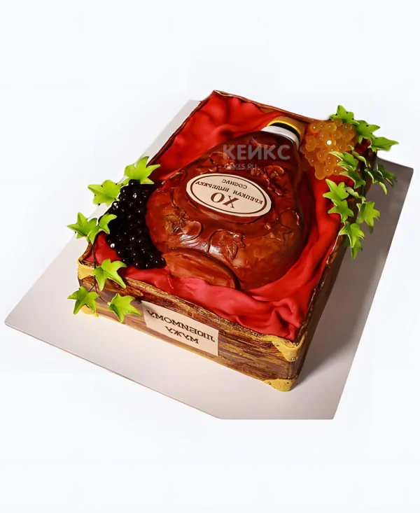 Торт с бутылкой коньяка на юбилей Торт с бутылкой коньяка на юбилей Фото