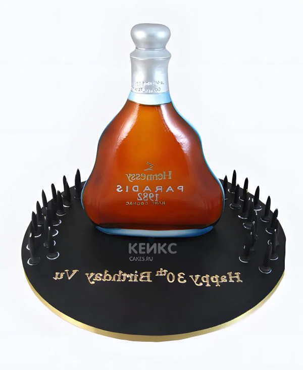 Торт 3D с бутылкой коньяка на юбилей Торт 3D с бутылкой коньяка на юбилей Фото