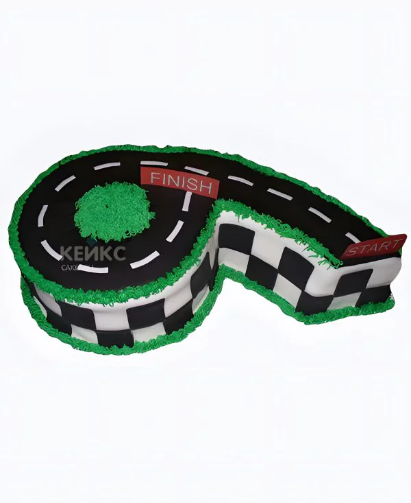 Торт для мальчика в виде цифры 6 и дороги Фото