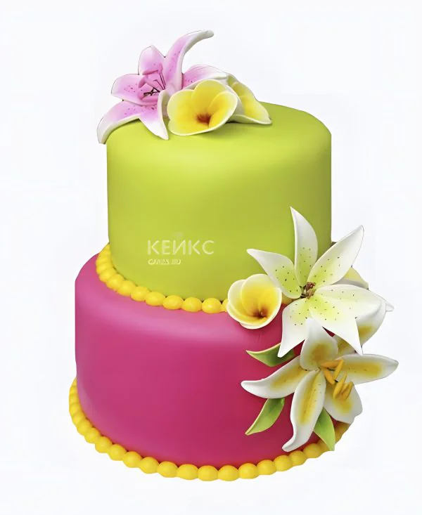 Оригинальный торт с большими цветами Оригинальный торт с большими цветами Фото
