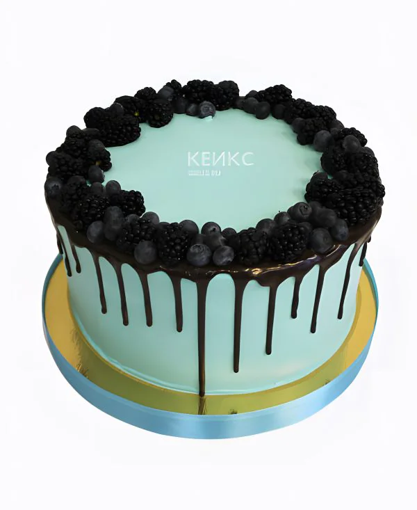 Торт с ежевикой в темном шоколаде Фото