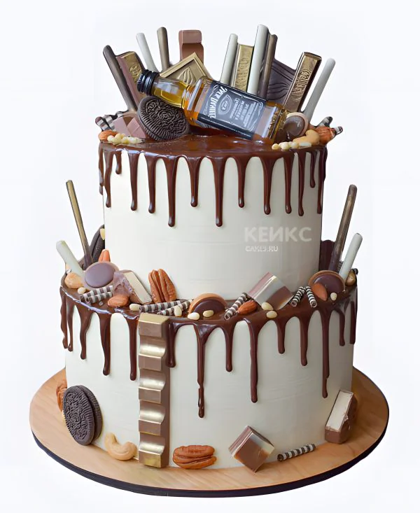 Необычный двухъярусный торт с виски Необычный двухъярусный торт с виски Фото