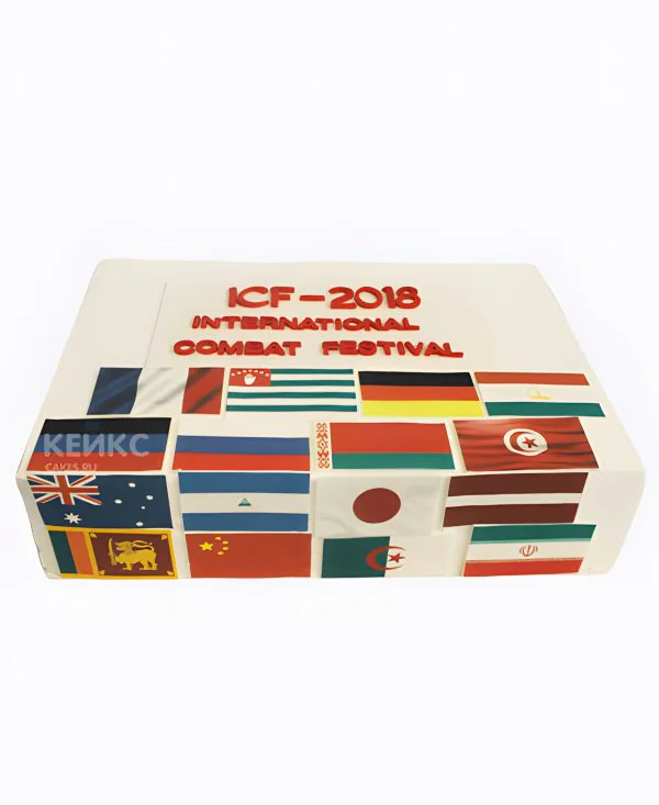 Торт с логотипами стран и надписью Фото