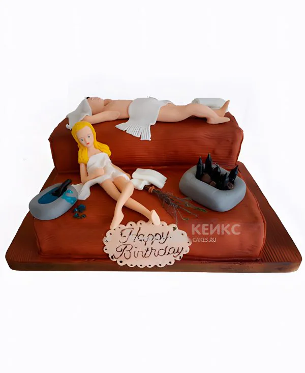 Оригинальный торт с девушками в бане Фото