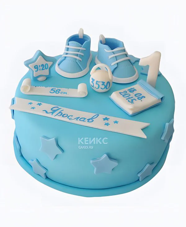 Торт на рождение мальчика с именем и датой Торт на рождение мальчика с именем и датой Фото