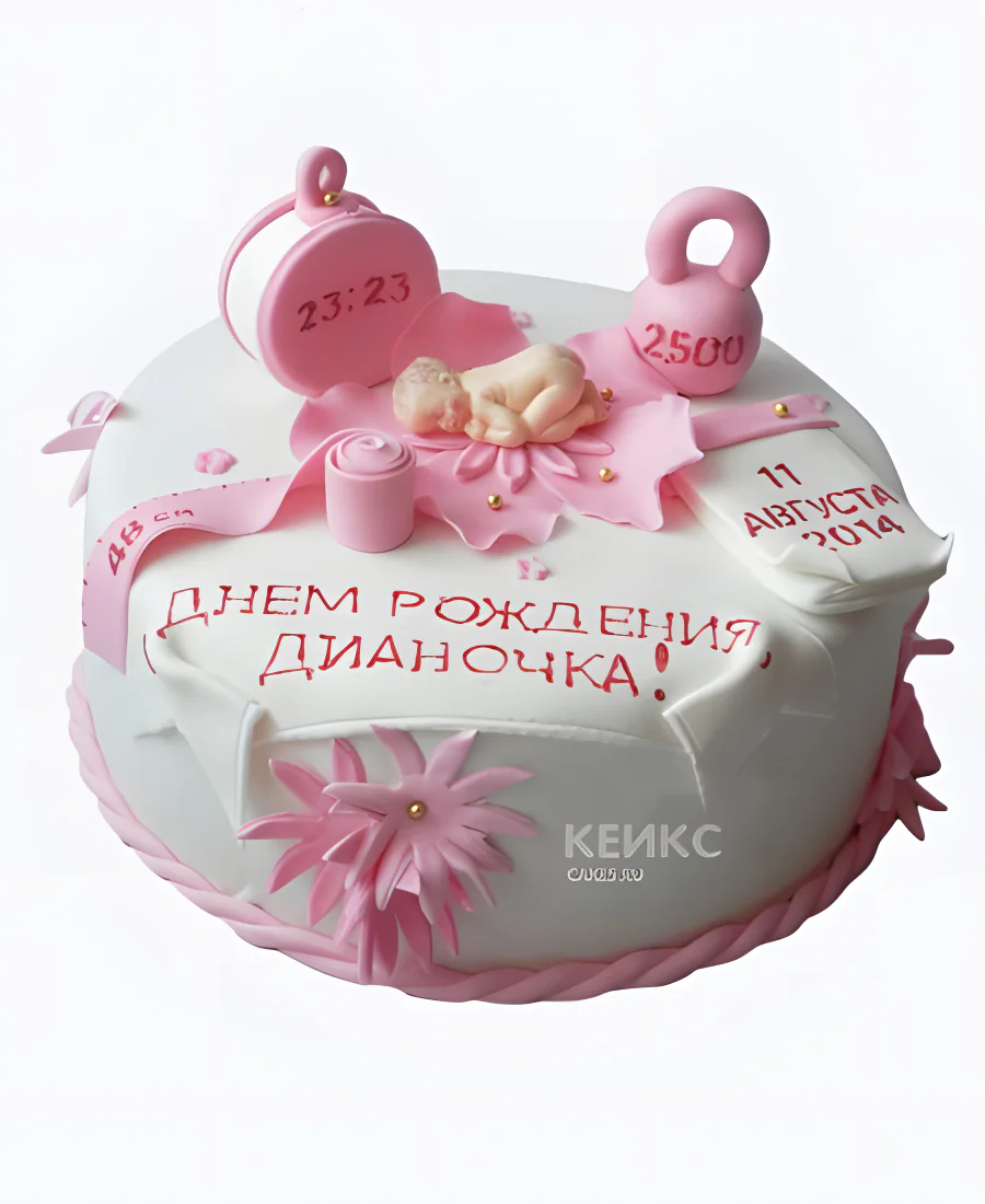 Торт с метрикой на рождение дочки Торт с метрикой на рождение дочки Фото