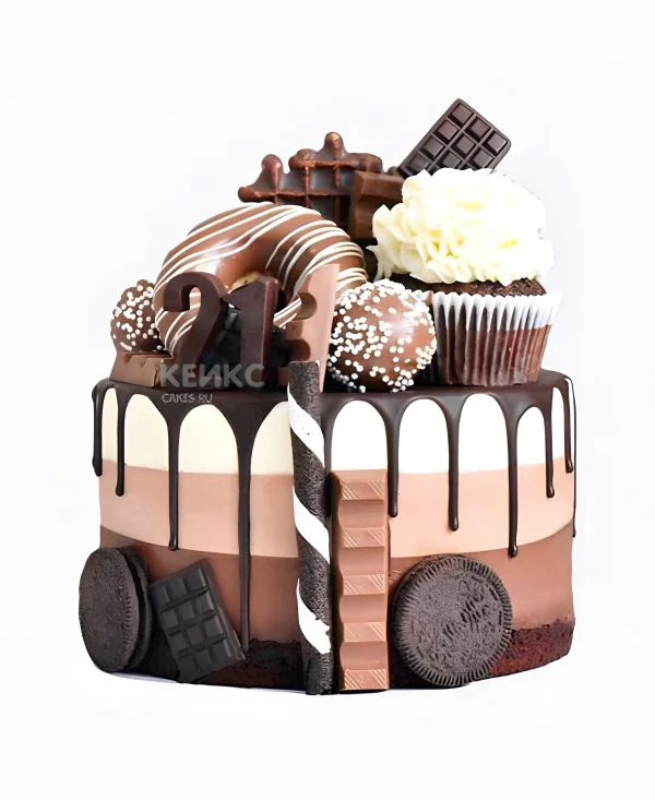 Торт на день рождения с орео и шоколадом Фото