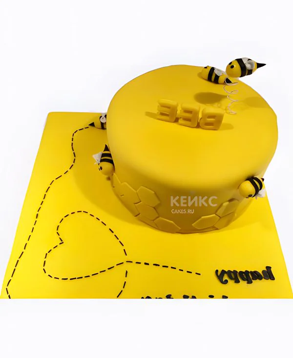 Желтый торт с пчелами Фото
