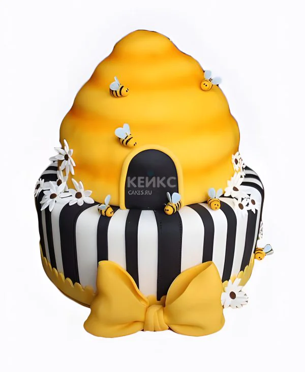 Торт с пчелами и ульем Фото