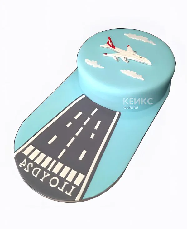 Торт самолет с дорожной полосой из мастики Торт самолет с дорожной полосой из мастики Фото