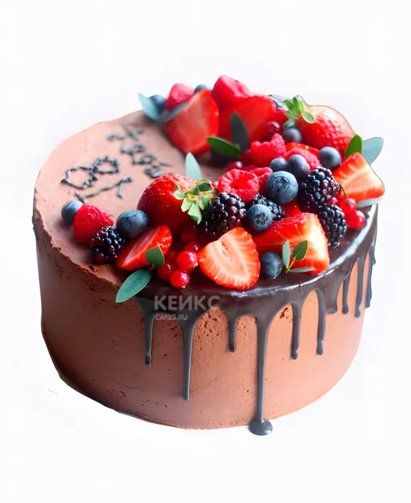 Шоколадный аппетитный торт с ягодами Шоколадный аппетитный торт с ягодами Фото