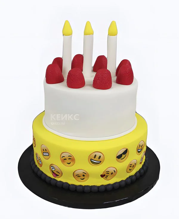 Торт украшенный смайликами Торт украшенный смайликами Фото