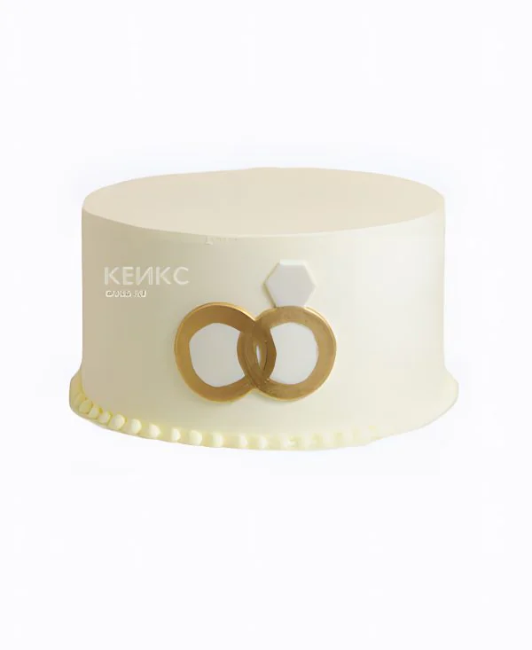 Торт свадебный в стиле минимализма с кольцами Фото