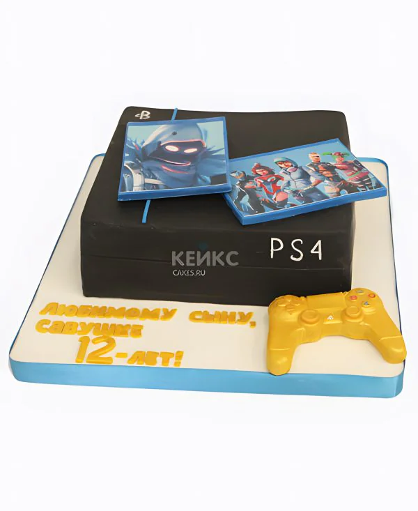 Черный торт с золотым джойстиком Черный торт с золотым джойстиком Фото