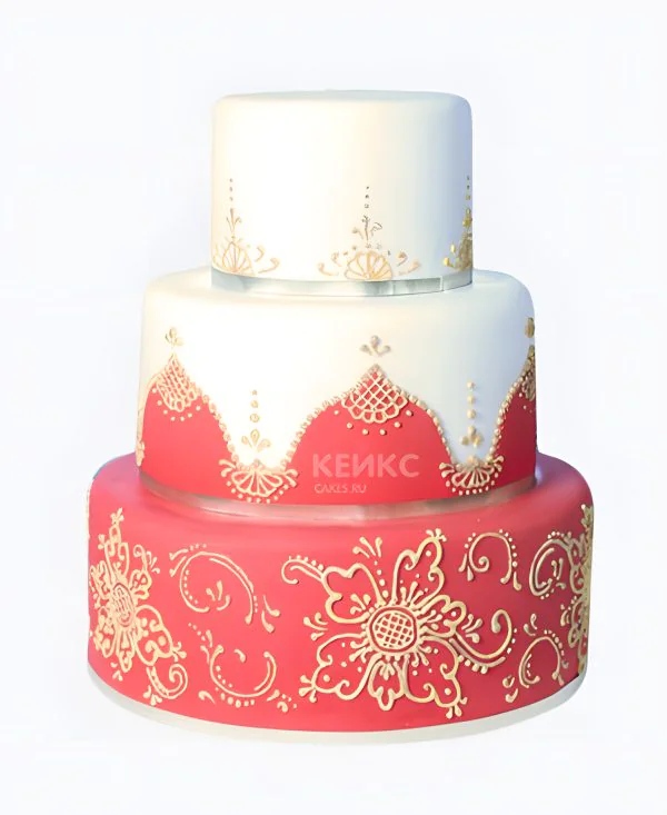 Торт в индийском стиле с красным узором Фото