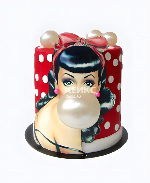 Прикольный красный торт в горошек Прикольный красный торт в горошек Фото