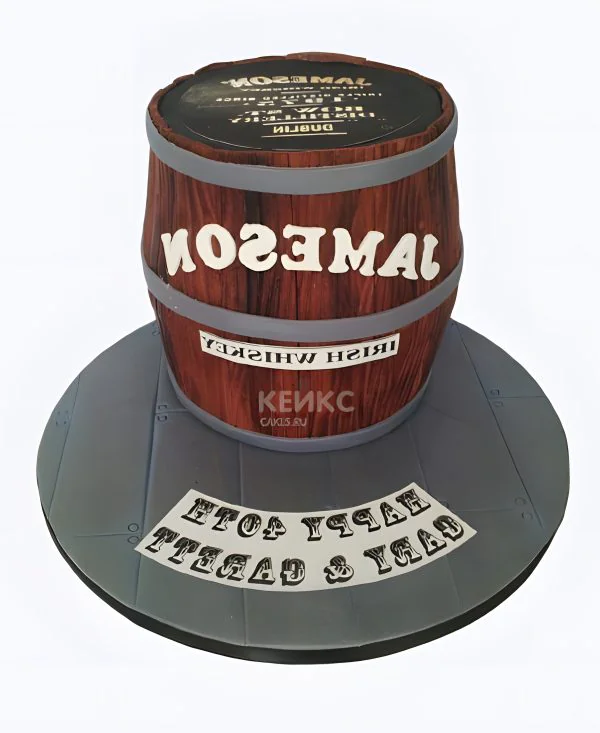 Торт в виде бочки с виски Торт в виде бочки с виски Фото