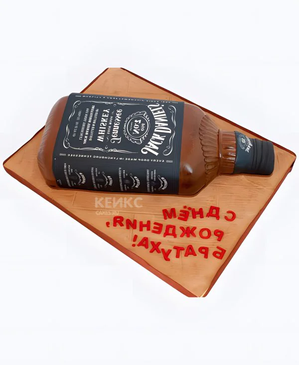 Торт в виде бутылки виски джек дениелс с шоколадом внутри Торт в виде бутылки виски джек дениелс с шоколадом внутри Фото