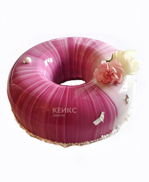 Торт зеркальный с нежными розами Торт зеркальный с нежными розами Фото