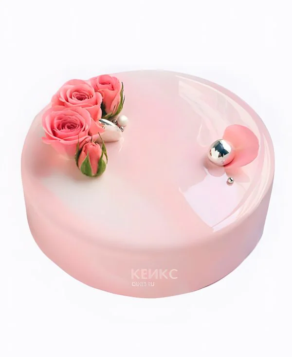 Блестящий торт зеркальный с розой Блестящий торт зеркальный с розой Фото