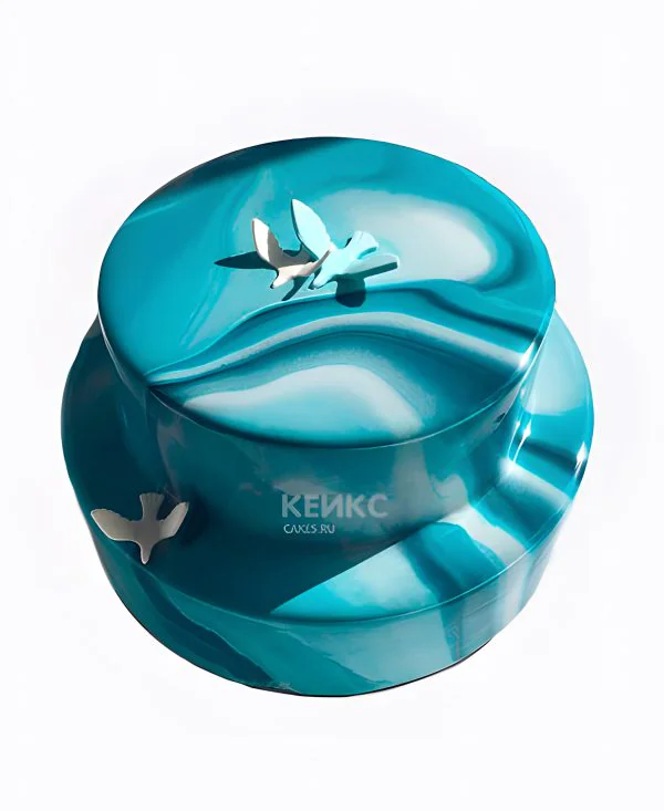 Торт зеркальный нежный с птичками Торт зеркальный нежный с птичками Фото