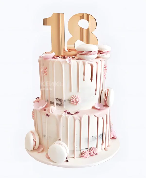 Нежно-розовый торт на 18 лет Нежно-розовый торт на 18 лет Фото