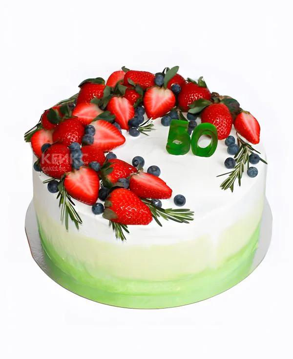 Нежно-зеленый торт с ягодами Нежно-зеленый торт с ягодами Фото