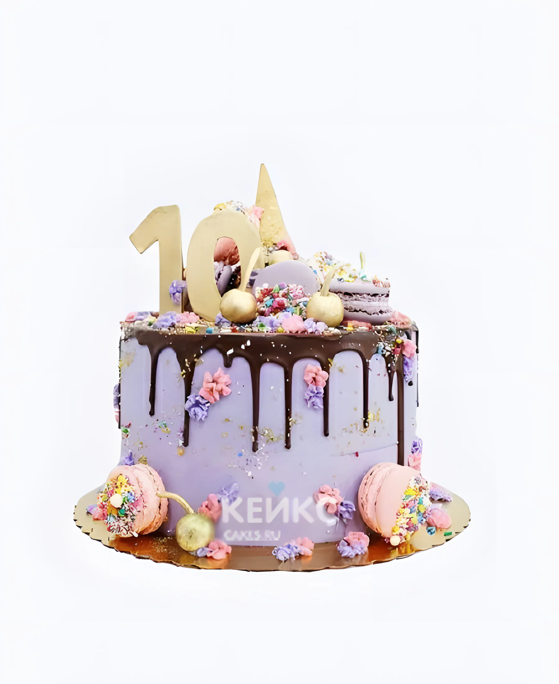 Аппетитный торт девочке на 10 лет с цифрой и сладостями Фото