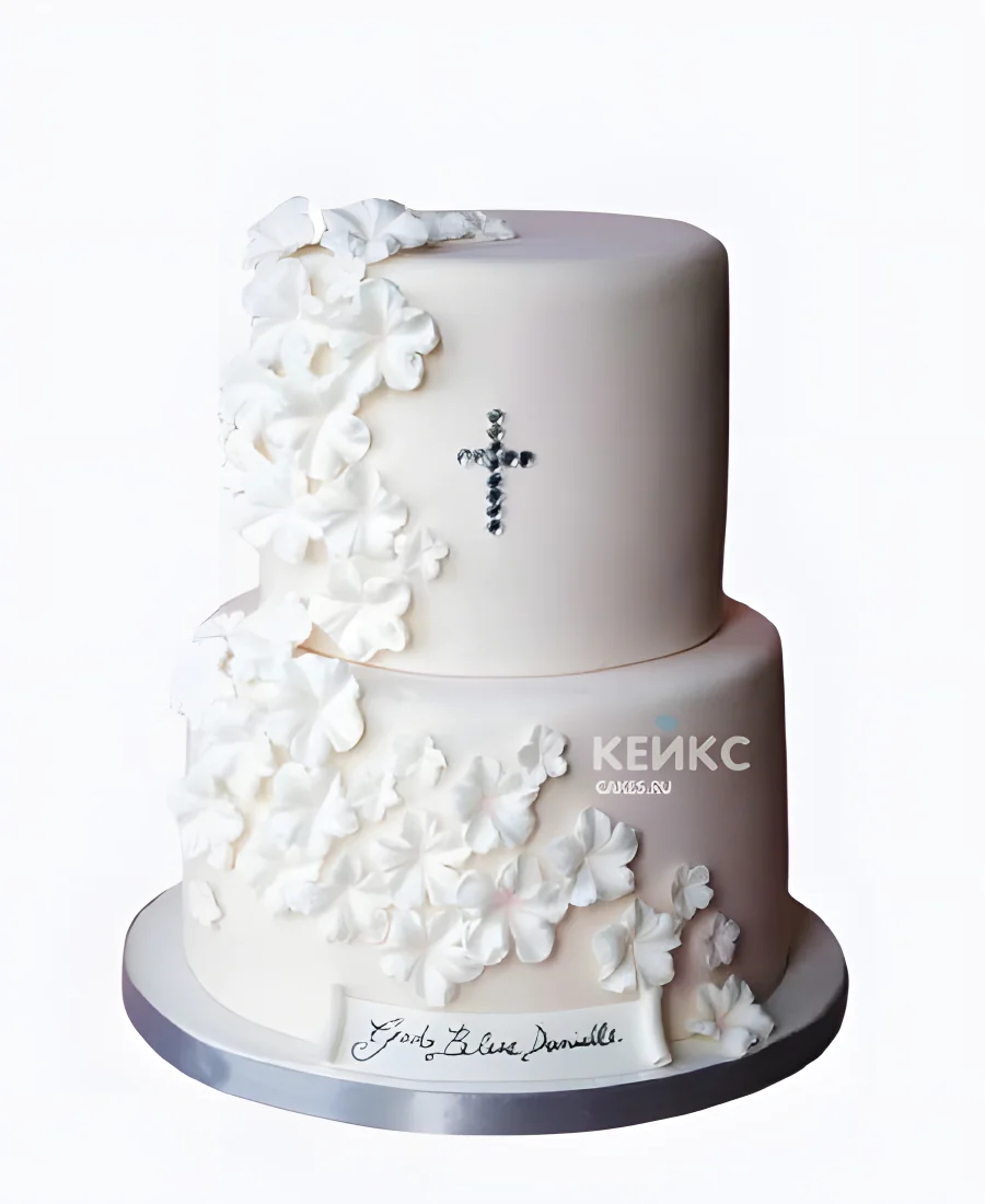 Торт таинство крещения для девочки (без мастики) Фото