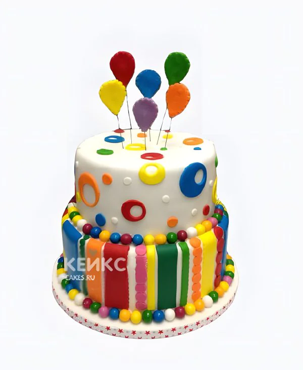 Яркий торт на выпускной в детский сад с шариками Яркий торт на выпускной в детский сад с шариками Фото