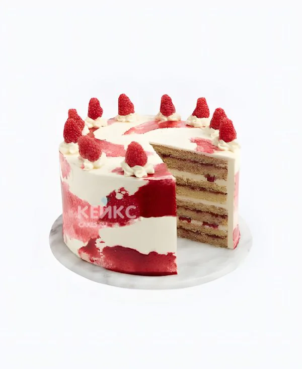 Яркий торт с малиной Яркий торт с малиной Фото