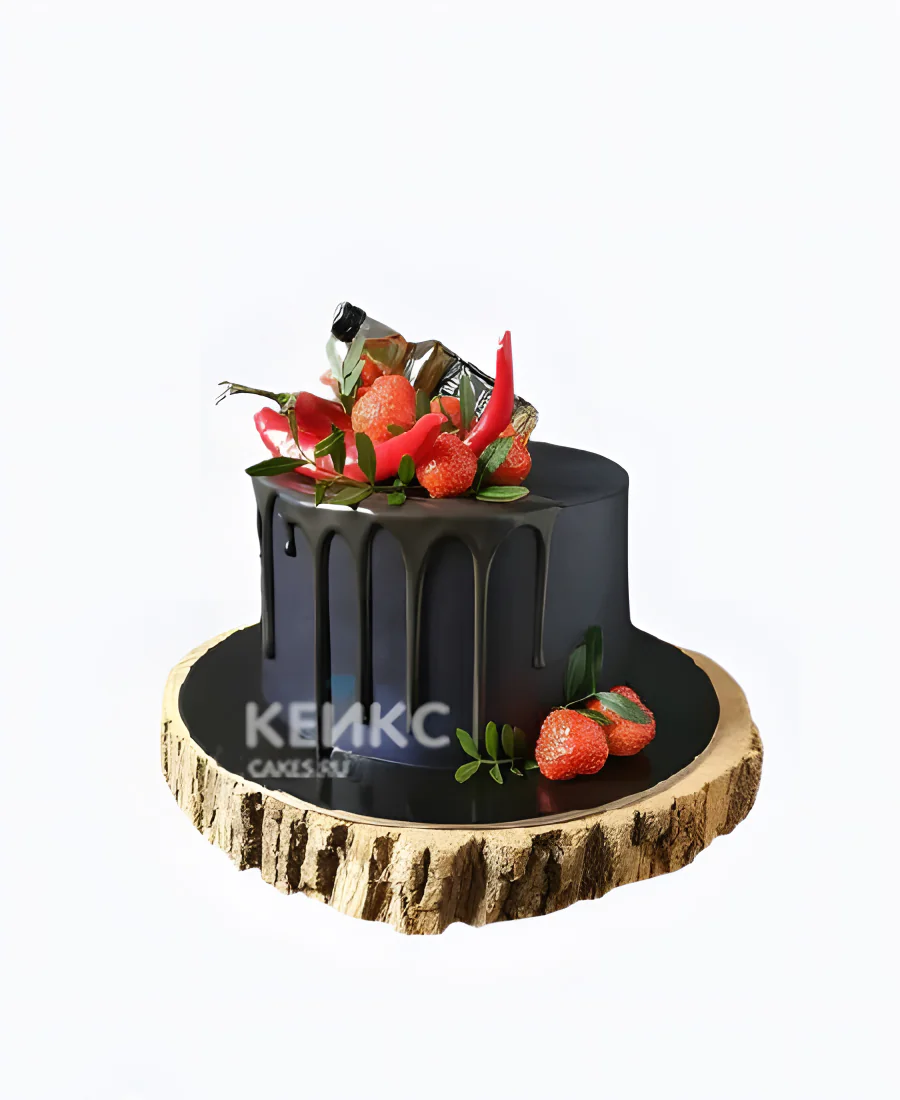 Изящный торт мужчине на 50 лет с клубникой и перцем Фото