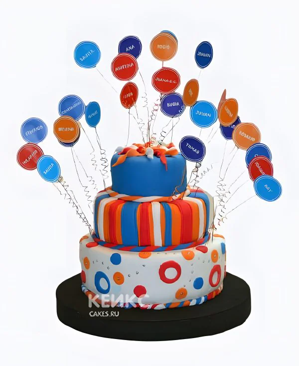 Изящный торт на выпускной в детский сад с именами детей Изящный торт на выпускной в детский сад с именами детей Фото