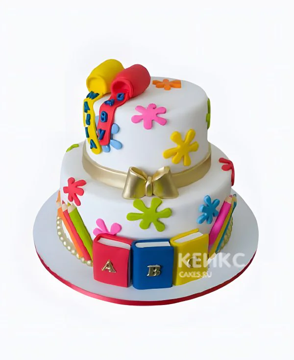 Милый торт на выпускной в детский сад с красками Милый торт на выпускной в детский сад с красками Фото