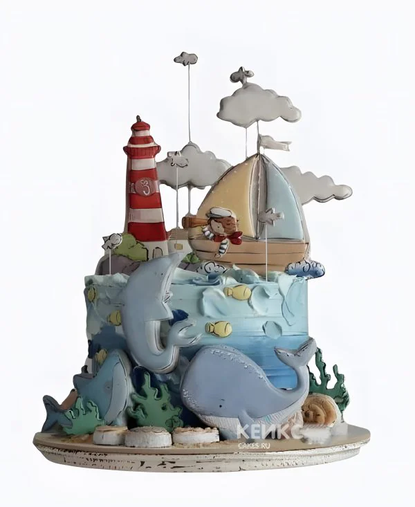 Морской торт мальчику на 5 лет Морской торт мальчику на 5 лет Фото