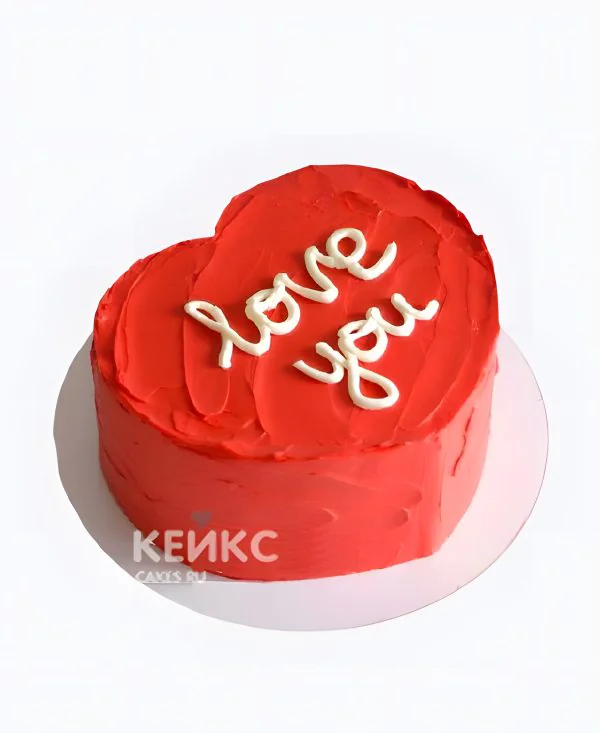 Недорогой торт в виде сердца с надписью Фото