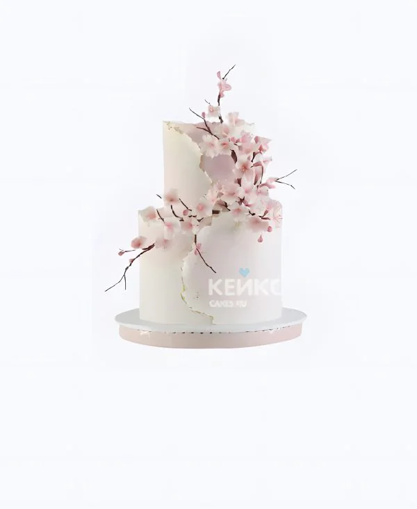 Нежный торт девочке на 10 лет с сакурой Фото