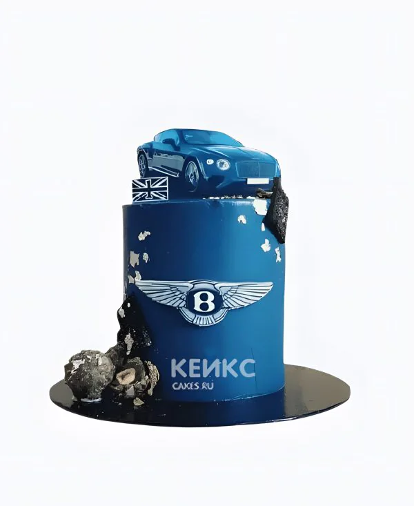 Синий торт мужчине на день рождения с машиной Синий торт мужчине на день рождения с машиной Фото