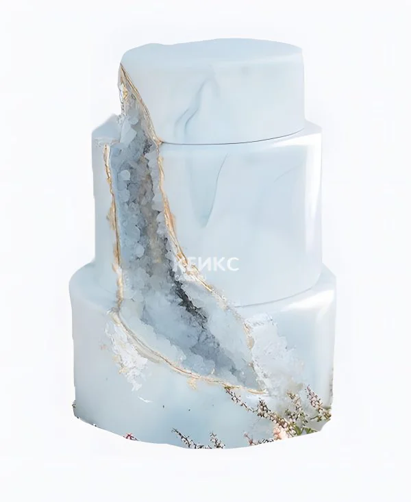 Свадебный голубой торт с кристаллами Фото