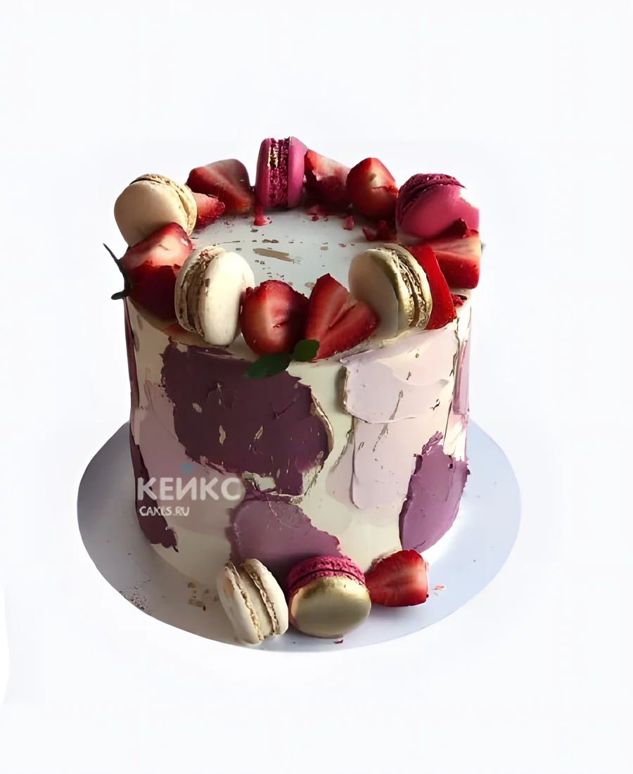 Торт девочке на 12 лет с клубникой и макарон Торт девочке на 12 лет с клубникой и макарон Фото