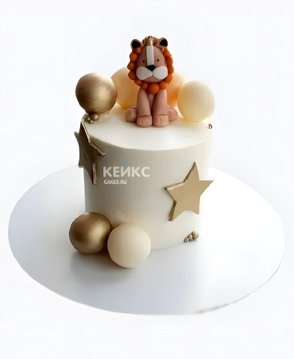 Торт мальчику на 5 лет с фигуркой львёнка Торт мальчику на 5 лет с фигуркой львёнка Фото