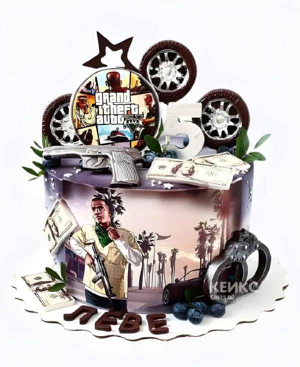 Торт мальчику на 5 лет с GTA Торт мальчику на 5 лет с GTA Фото